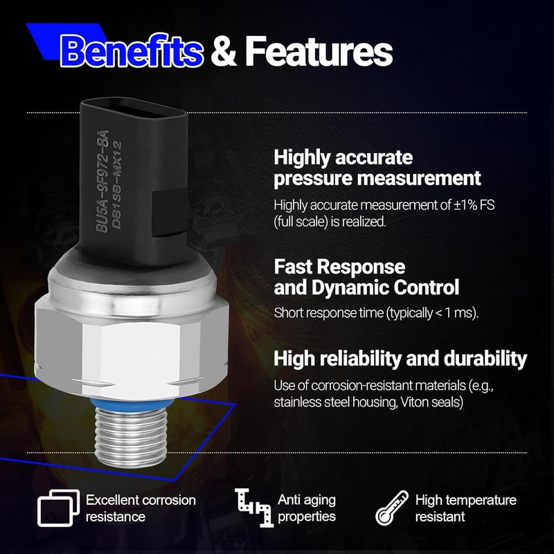 X4XZ BU5Z-9F972-B Fuel Injection Pressure Sensor for Ford Mustang Explorer Focus Taurus Lincoln MKZ Navigator Replace# CM-5250 BU5Z-9F972-B BU5A-9F972-CA - Image 3